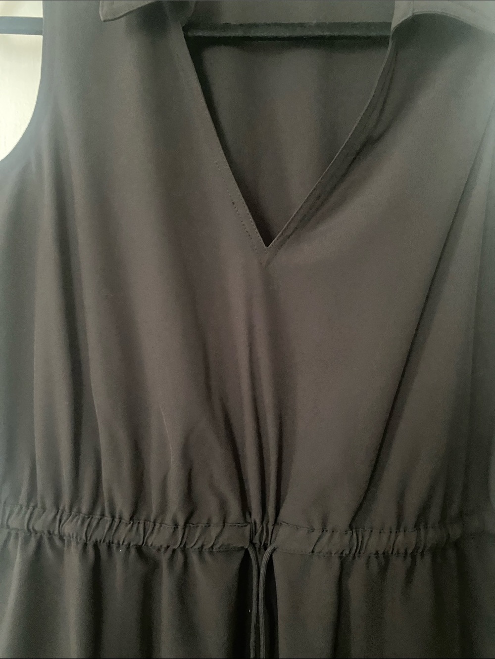 Calvin Klein Black Sleeveless V-Neck Midi Dress with Drawstring Waist - Picture 3 of 14